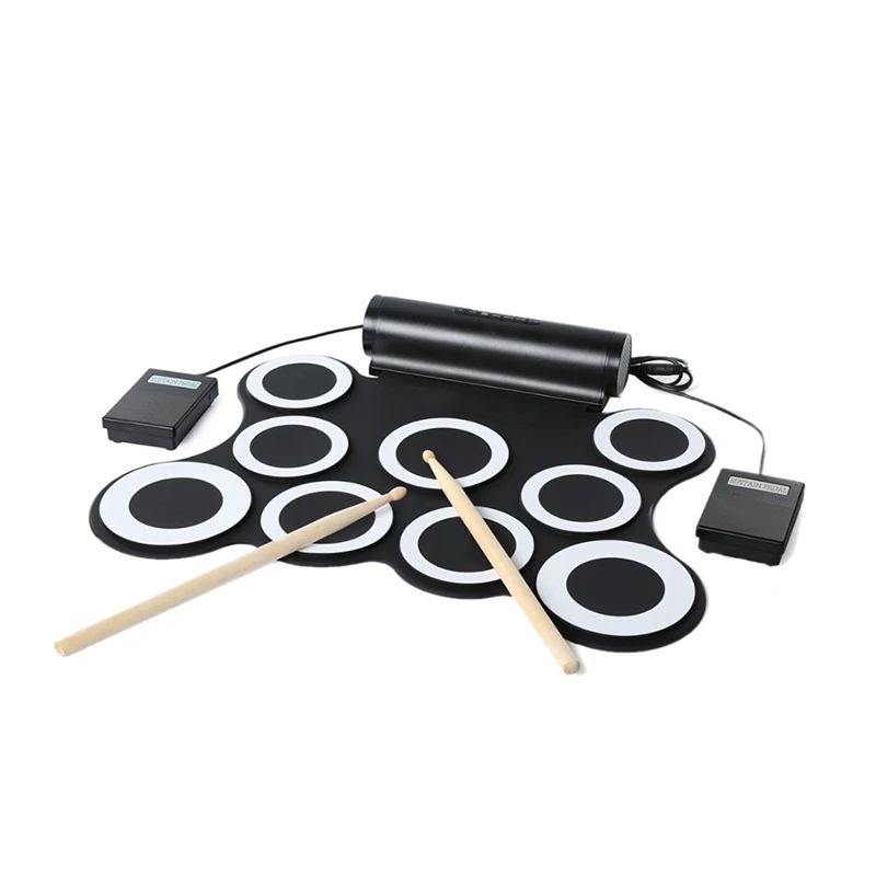 

Children'S Electronic Drum Set Foldable Electronic Drum Carpet With Music Carpet Toys Learning Music Toys