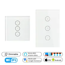 Wifi Smart Wall Touch Light Dimmer Switch EU/UK/US Standard APP Remote Control Works with Amazon Alexa and Google Home qiachip uk plug standard wifi low power smart home outlet light lamp switch socket remote control switch work with amazon alexa