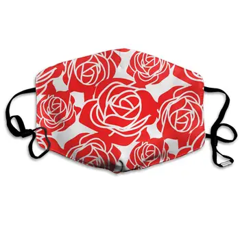 

Mouth Mask Red Flower Swirl Print Masks - Breathable Adjustable Windproof Mouth-Muffle, Camping Running for Women and Men