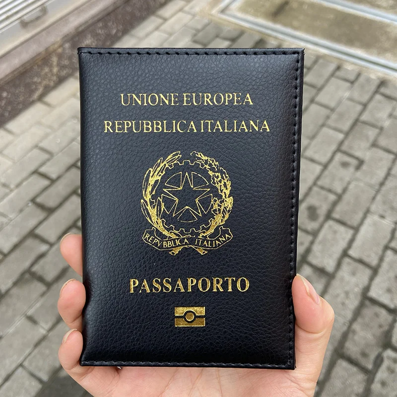 Cuero Italiano Real De Viaje Pasaporte Billetera Tarjetas Documentos pase de embrague 