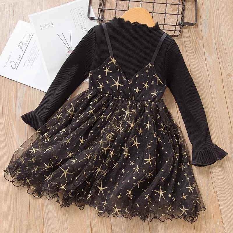 Элегантный комплект одежды для маленьких девочек; винтажная куртка с длинными рукавами; платье; милый детский комплект одежды для девочек; платья для маленьких девочек; Vestidos - Цвет: AX1329Black