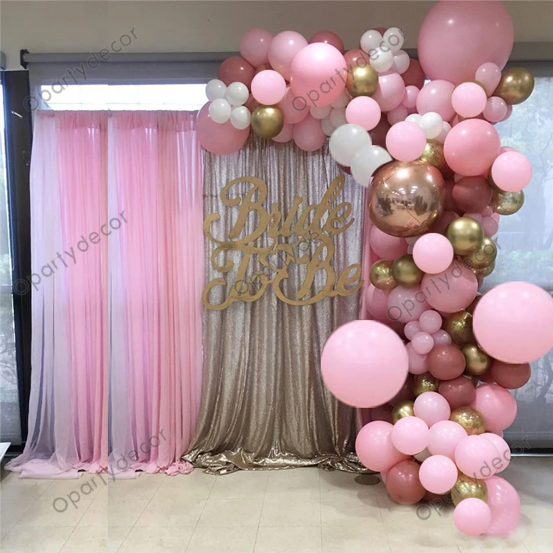 

132Pcs Macaron Pink Balloon Garland Arch 4D Rose Gold Foil Balloons Kit For Birthday Anniversary Party Decoration Adult Supplies