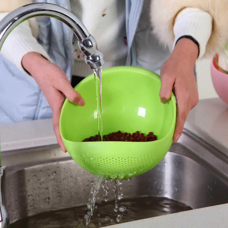 

Multi-Functional Basket Rice Washing Filter Strainer Plastic Thick Drain Durable Fruit&Vegetable Colanders Home Kitchen Gadget