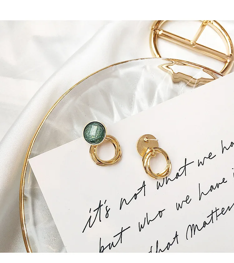 Блестящие боковые новые модные брендовые ювелирные изделия простые геометрические круглые серьги-гвоздики для женщин бусины подарочные серьги