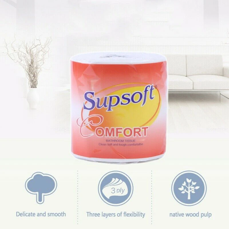 

10 Rolls Toilet Paper Bulk Rolls Bath Tissue Soft 3 Ply Skin-friendly for Bathroom Home MSU99