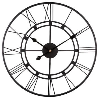 

60cm 3D Iron Art Roman Numerals Clock Silent Large Wall Clock For Home Decor Large Wall Clocks Modern 2019 New Arrival