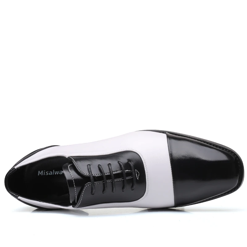 Misalwa Мужские модельные туфли-оксфорды из искусственной кожи с закругленным носком Мужская обувь размера плюс 38-48 белые, синие, черные мужские туфли-броги на плоской подошве