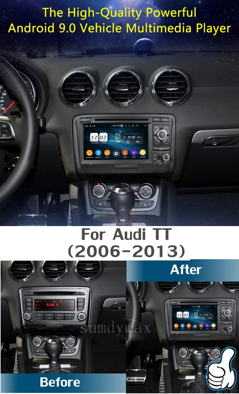 Excellent Android 9.0 4G RAM 2 DIN Car DVD PLAYER For AUDI TT 2006-2013 GPS radio stereo wifi navigation touch screen multimedia 5