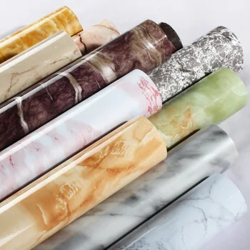 

Waterproof and Anti-smokeMarble Kitchen Stickers Dining Table Bathroom Hand-washing Stove Countertop Solid Color Home Decor