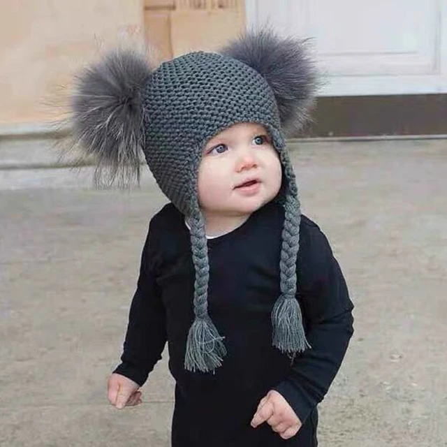 Bonnet d'hiver en polaire pour enfants, casquette épaisse et chaude,  tricotée, pour l'extérieur, pour filles et garçons - AliExpress
