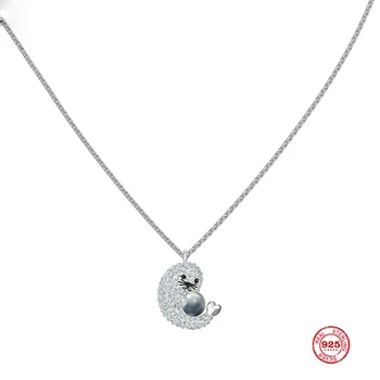 

PANDOO Fashion Charm Pure 925 Silver Original 1:1 Copy, Cute Design Dolphin Wild Pendant Necklace Female Luxury Jewelry Gifts