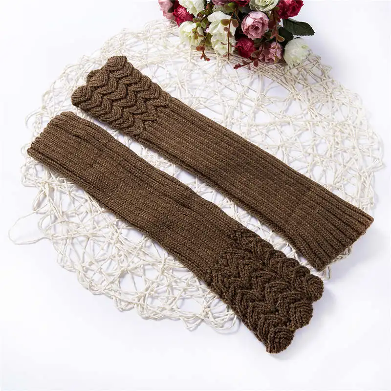 Fashion Women Knitted Fingerless Winter Gloves Arm Warmers Soft Warm Mitten Long Gloves