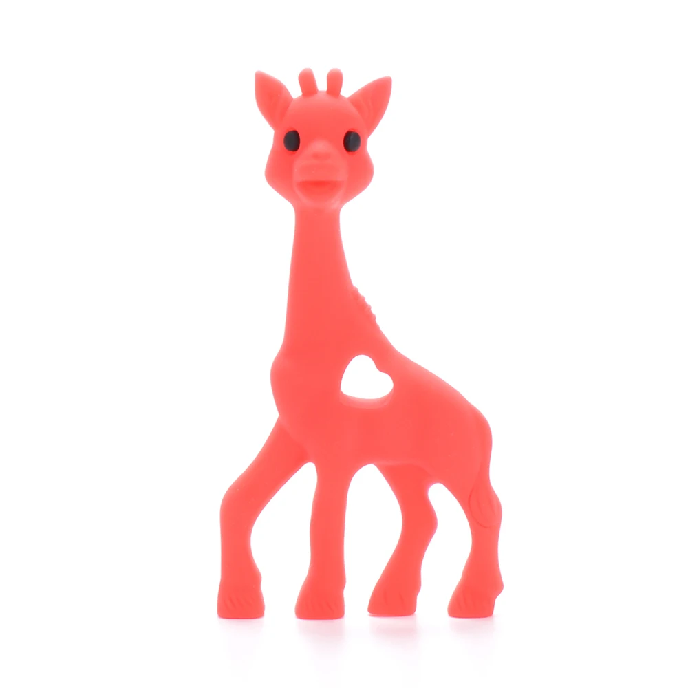 LOFCA детский силиконовый Прорезыватель в виде жирафа, детский Прорезыватель для зубов, подвесная игрушка в виде животного, не содержит бисфенол, жемчужное ожерелье с жирафом, детский Прорезыватель для зубов - Цвет: violet red