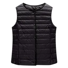 Autumn& Winter New Style down Vest Women's Thin Short Stand Collar Large Size Inner Wearing Waistcoat Vest Outer Wear Vers