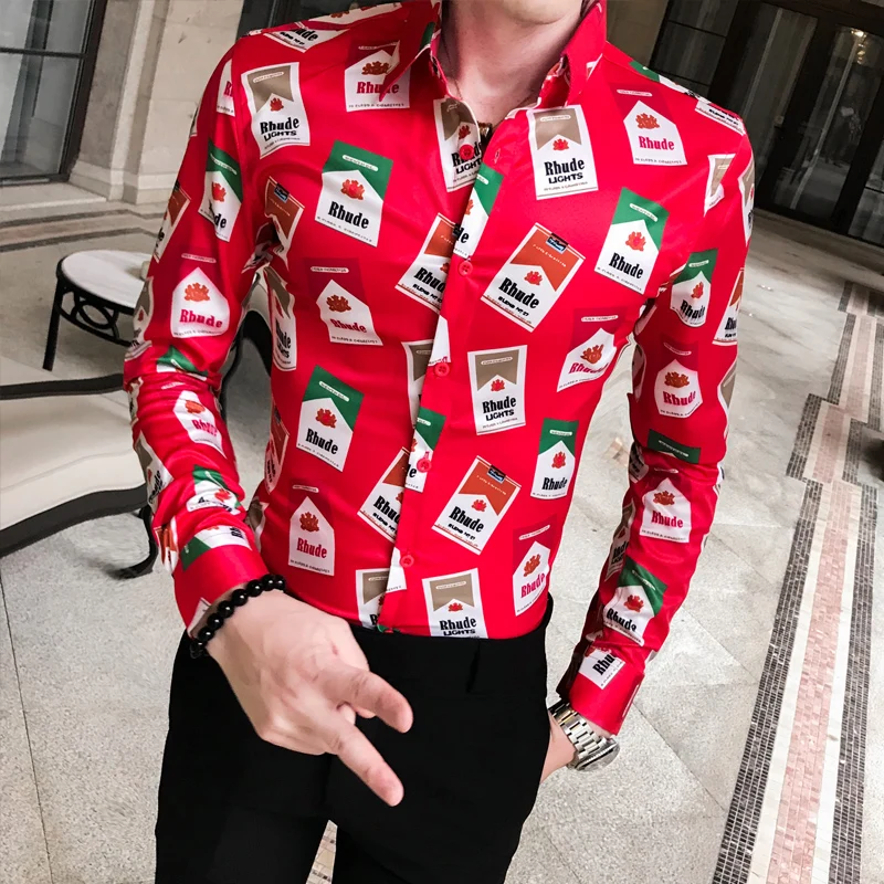 

2019 Royal Shirt Men Casual Slim Fit Long Sleeve Men Paisley Print Shirt Camisa Social Masculina Manga Longa Prom Party Shirt