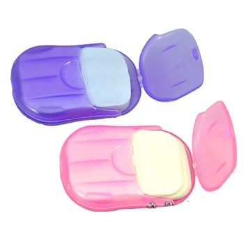 

20Pcs Mini Portable Soap Paper Outdoor Travel Disposable Hand Washing Soap Paper Random Color Cute Soap Box Cleaning Supplies