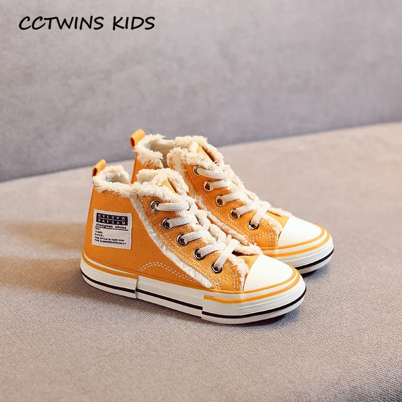 CCTWINS/детская обувь; коллекция года; Сезон Зима; модные детские кроссовки с высоким берцем; повседневные кроссовки для маленьких мальчиков; спортивная обувь для девочек; FH2701 - Цвет: Thin Yellow