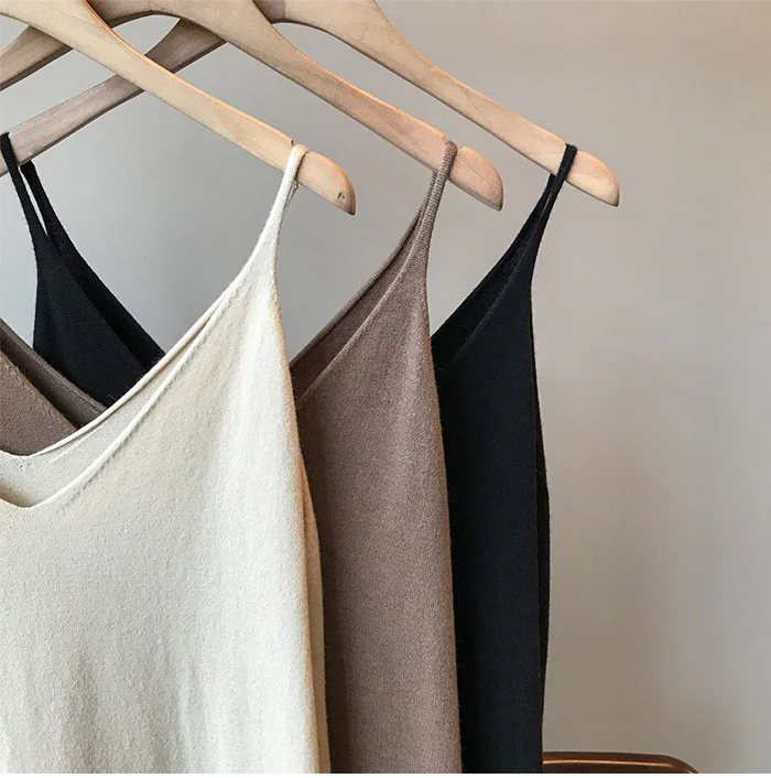 Spring Woman Knitted Tank Tops Casual Clothes Long Camisole Vest Loose Women Home Tank Basic Tops