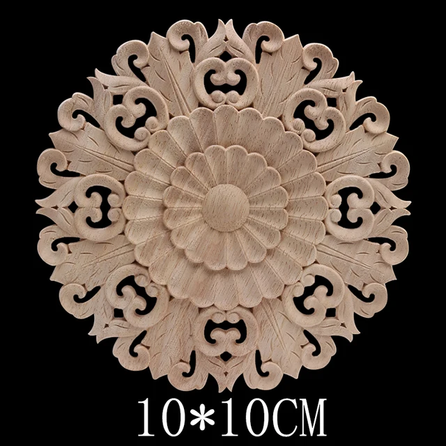 European Retro Floral Rose Wooden Furniture Decoration Accessories Cabinet Wood Decal Wood Craft Wood Applique Onlay Unpainted B136-2