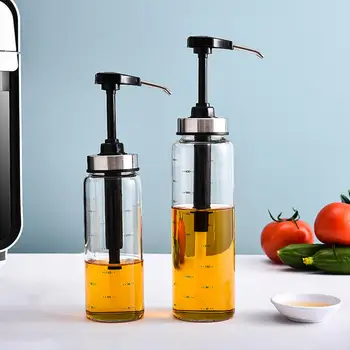 

Sauce Dispensing Bottles Press Oil Pot Honey Bottle Extrusion Storage Bottle Household Glass Bottle Jam Stainless Steel