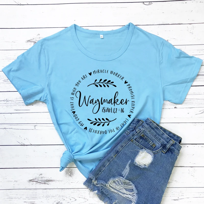 Waymaker-Isaiah-42-16-T-shirt-Women-Religious-Inspirational-Bible-Verse-Tshirt-Summer-Spirtual-Christian-Tops