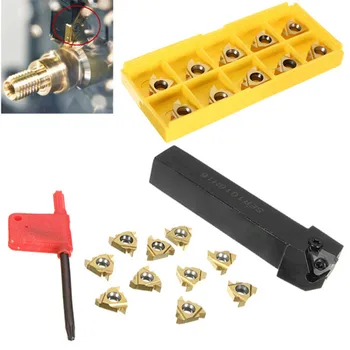 

SER1616H16 lathe Tools Lathe Machining Cutter External Threading Turning Tool Holder Boring Bar + 10pcs 16ER AG60 Insert