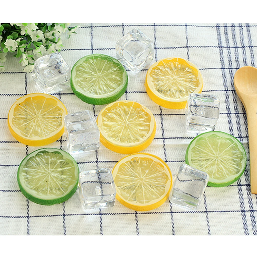 10 шт. пластик искусственный муляж лимона ломтики 5 см Смола поддельные искусственные фрукты модель для свадебной вечеринки орнамент кухня