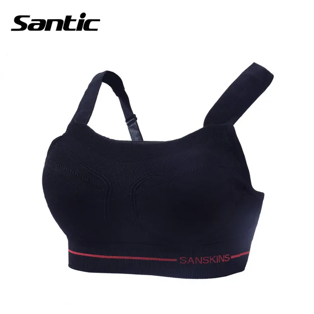 Santic спортивный бюстгальтер полноразмерный мягкий бюстгальтер для фитнеса спортивный укороченный топ пуш-ап бесшовный спортивный жилет Спортивное нижнее белье MN15008 - Цвет: Black