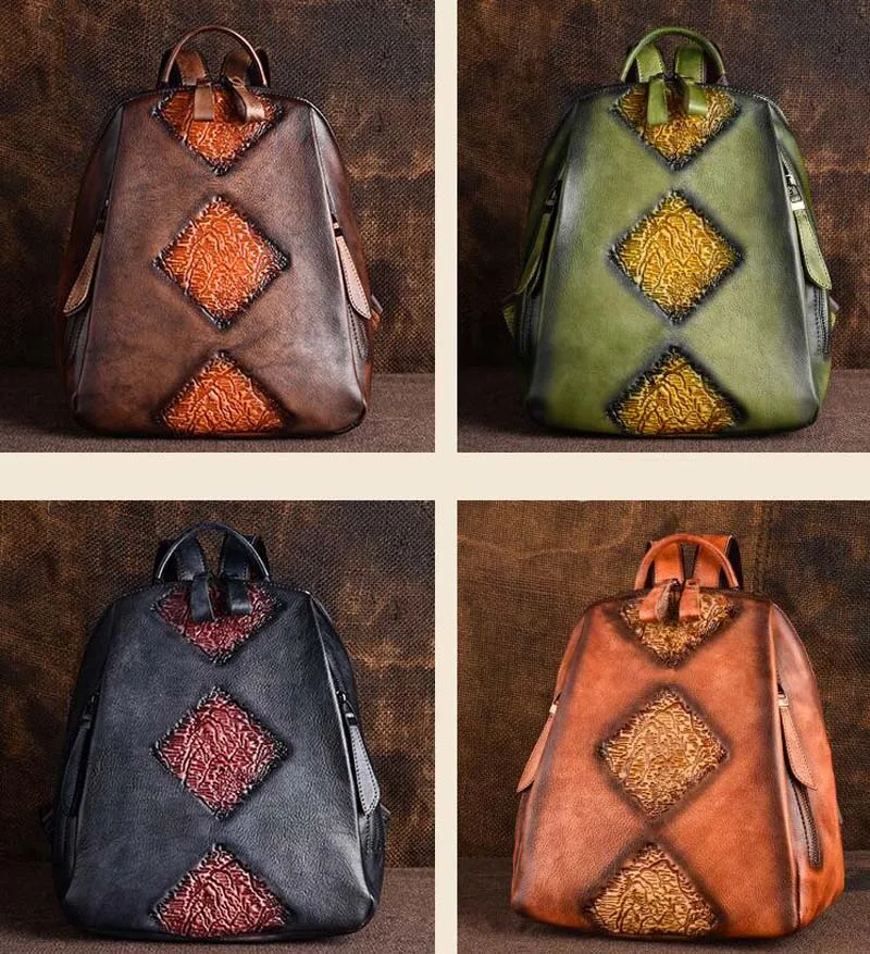 Женский кожаный рюкзак, винтажный рельефный рюкзак Mochila Feminina, повседневный женский рюкзак, женская сумка на плечо, рюкзак для путешествий