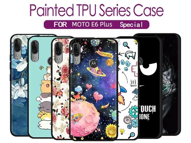 Противоударный задний Чехол для телефона MOTO E6 Plus, цветной чехол для телефона, окрашенный ТПУ силиконовый задний модный абажур, дизайн