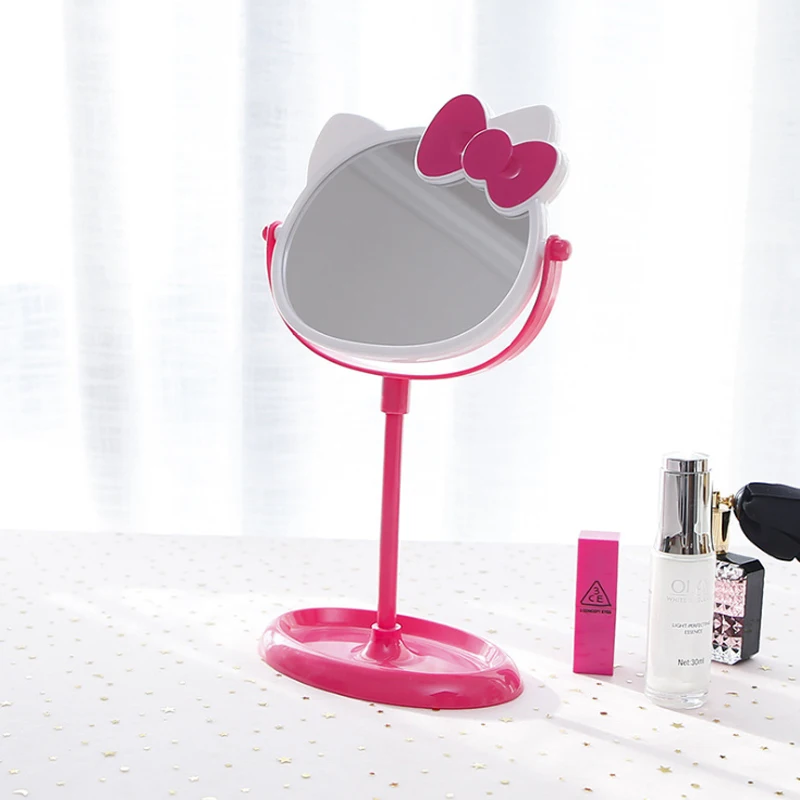 Креативное розовое милое настольное зеркало для макияжа для девочек, настольное косметическое зеркало принцессы для хранения ювелирных изделий - Цвет: Rose red white