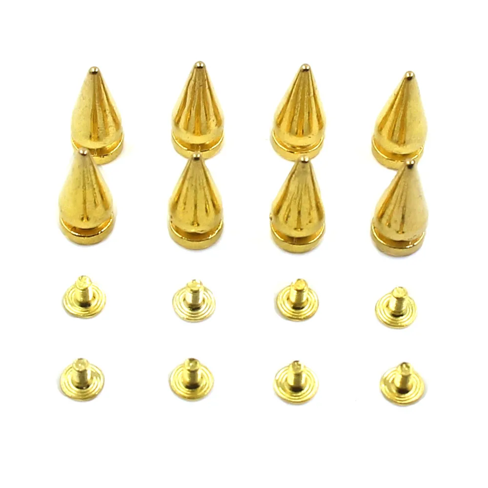 50Pcs Sliver Gold Spikes And Studs For Punk Rock Leather DIY Conical Metal Stud Screwback Nailheads Rivets For Shoes Clothes Bag