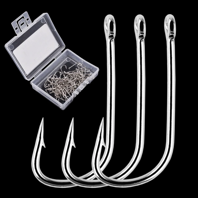 100pcs/ Box Long Shank Fishing Hook 2#-9# Fish Hooks High Carbon Steel  Sharp Barbed