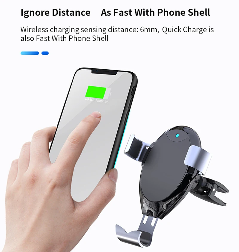 

Wireless Car Charger For iPhone Xs Max Xr X 8Plus Light Electric 2 in 1 Wireless Charger 10W/7.5W/5W Car Holder For Huawei