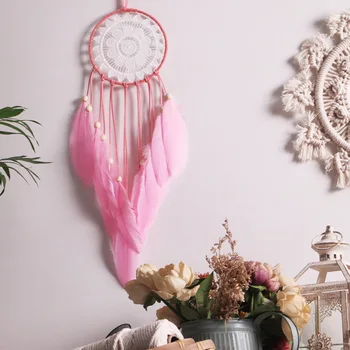 

Kawaii Room Decor Large Pink dream catcher Girls Bedroom Nordic Wall Hanging Dreamcatcher For Kids Room Baby Nursey Decor