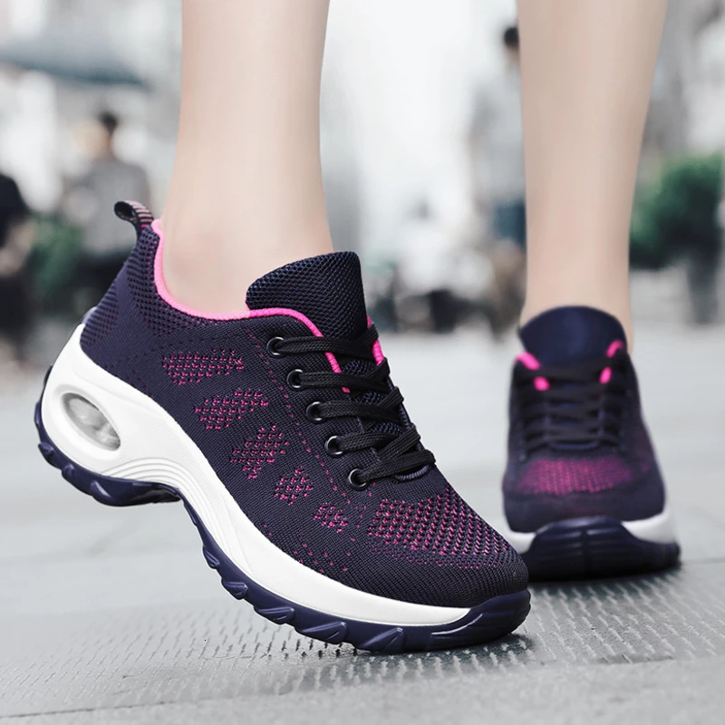 Tennis Shoes Woman Breathable Air Cushion Zapatos Mujer Comfort Height  Increasing Lace up Soft Female Outdoor Gym Sport Sneakers|Tennis Shoes| -  AliExpress