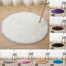 Пушистый скандинавский круглый ковер ковры для современной гостиной мех мохнатый сплошной цвет INS стиль подвесная корзина ковер для девочек