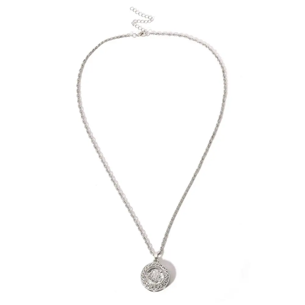 Lacteo винтажная резная монета Исламская тотемная Подвеска Ожерелье s для женщин модный чокер со стразами ожерелье ювелирное изделие