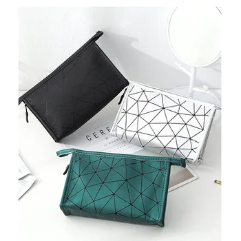 

Cosmetic Bag Pu Diamond Lattice Simple Modern Waterproof Cosmetic Travel Storage Bag Bag Wash Bag