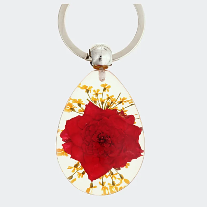 

[Bug] China Rose Specimen Amber Flower Keychain Travel Souvenir Birthday Gift