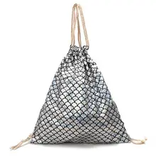 Рюкзаки с рисунком рыбьей чешуи на шнурке, портативные спортивные рюкзаки для путешествий на открытом воздухе, сумка на шнурке для женщин, четыре цвета