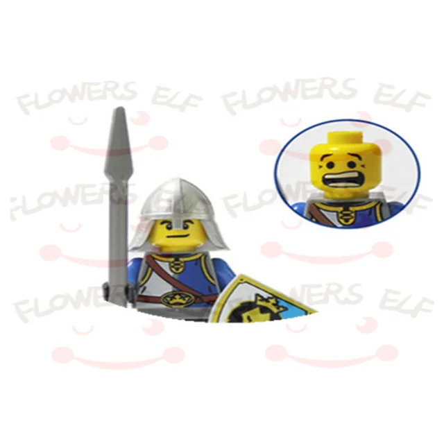 1PCS Blue Lion Red Green Dragon Knight Mini Two-person Villain Middle Age Assembling Building Blocks Children'sToy Medieval Knig 9801H