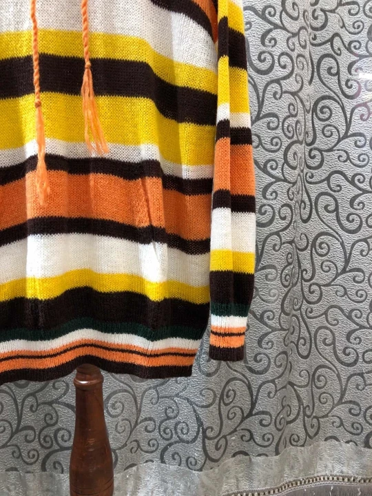 The new autumn and winter women's hooded loose wild spell color striped sweater sweater 1011