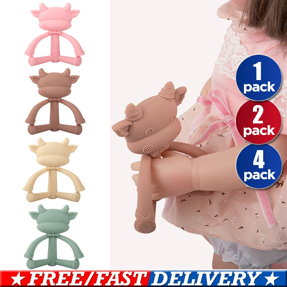 

Cow pattern Non-toxic Baby molars 100% Safety Newborn Baby Gifts Food Grade Silicone Baby Teether For Newborns D35