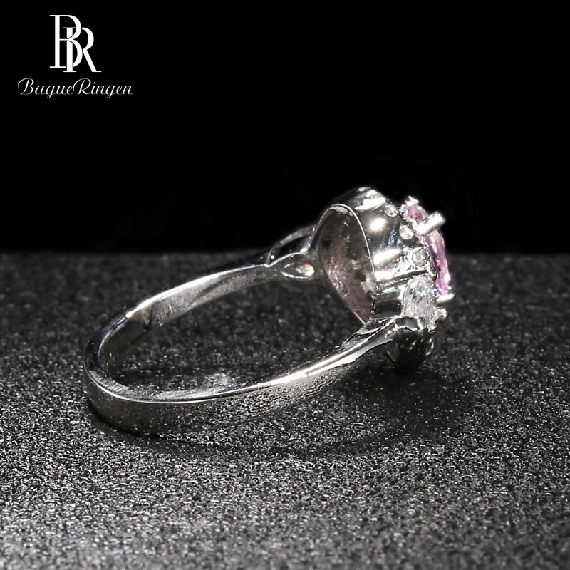 Bague Ringen в форме капли воды серебро 925 Ювелирное кольцо с камнями для женщин Желтый Розовый Белый AAA циркон Size5-10 женский подарок