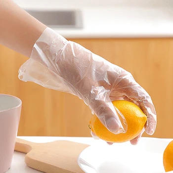 

100pcs Disposable Latex Gloves Environmental protection PVC disposable gloves hygienic transparent food grade fingerprint touch