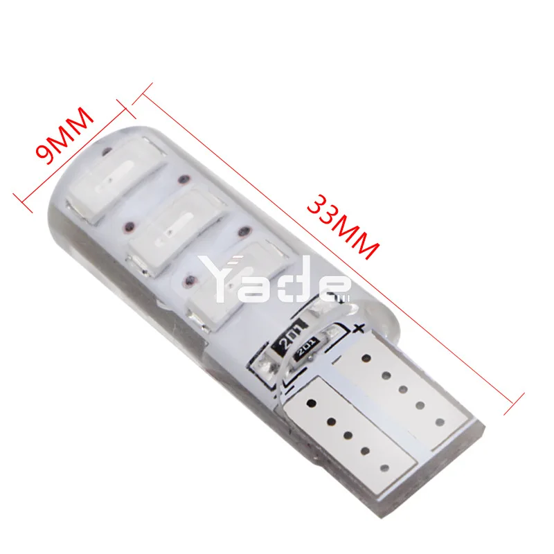 100 шт. Автомобильные светодиодные силиконовые T10 5730 5630 6SMD W5W лампочки номерного знака, лампа для чтения