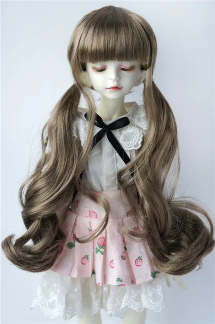JD337 1/8 1/6 1/4 Pretty Synthetic Mohair BJD Wigs Suit For Size 5-6 Inch 6-7 Inch 7-8 Inch Doll Free Shipping Doll Hair Only Brown SM916