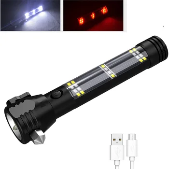 

10IN1 Solar Hunting Flashlight 21LED Tactical Torch 2000mAh USB Rechargeable Camping Light Red Blue LED Emergency Strobe Light