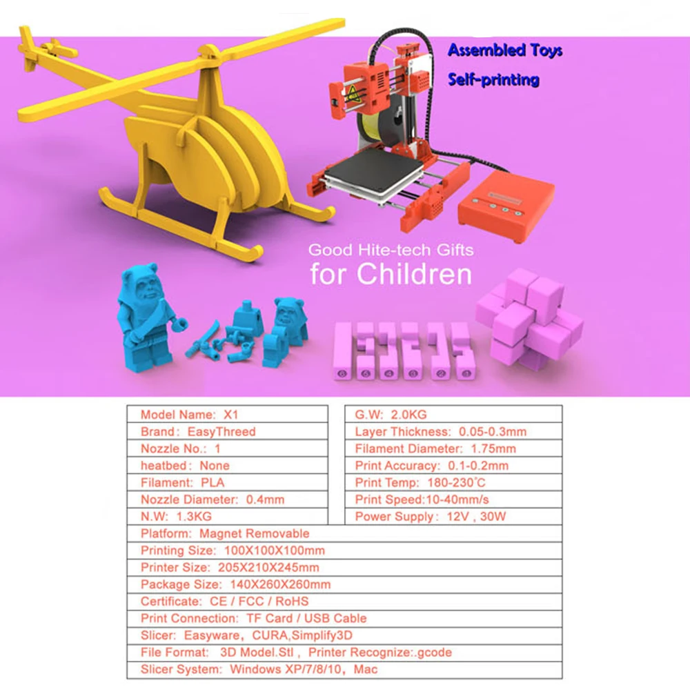 FDBRO 3d принтер, мини 3D Ender-X1, Модернизированная Магнитная пластина для сборки, повторная печать с отключением питания, Набор для творчества, хороший источник питания